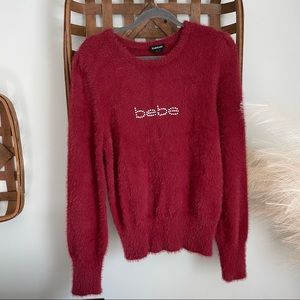 Bebe Red Embellished Super Soft Sweater